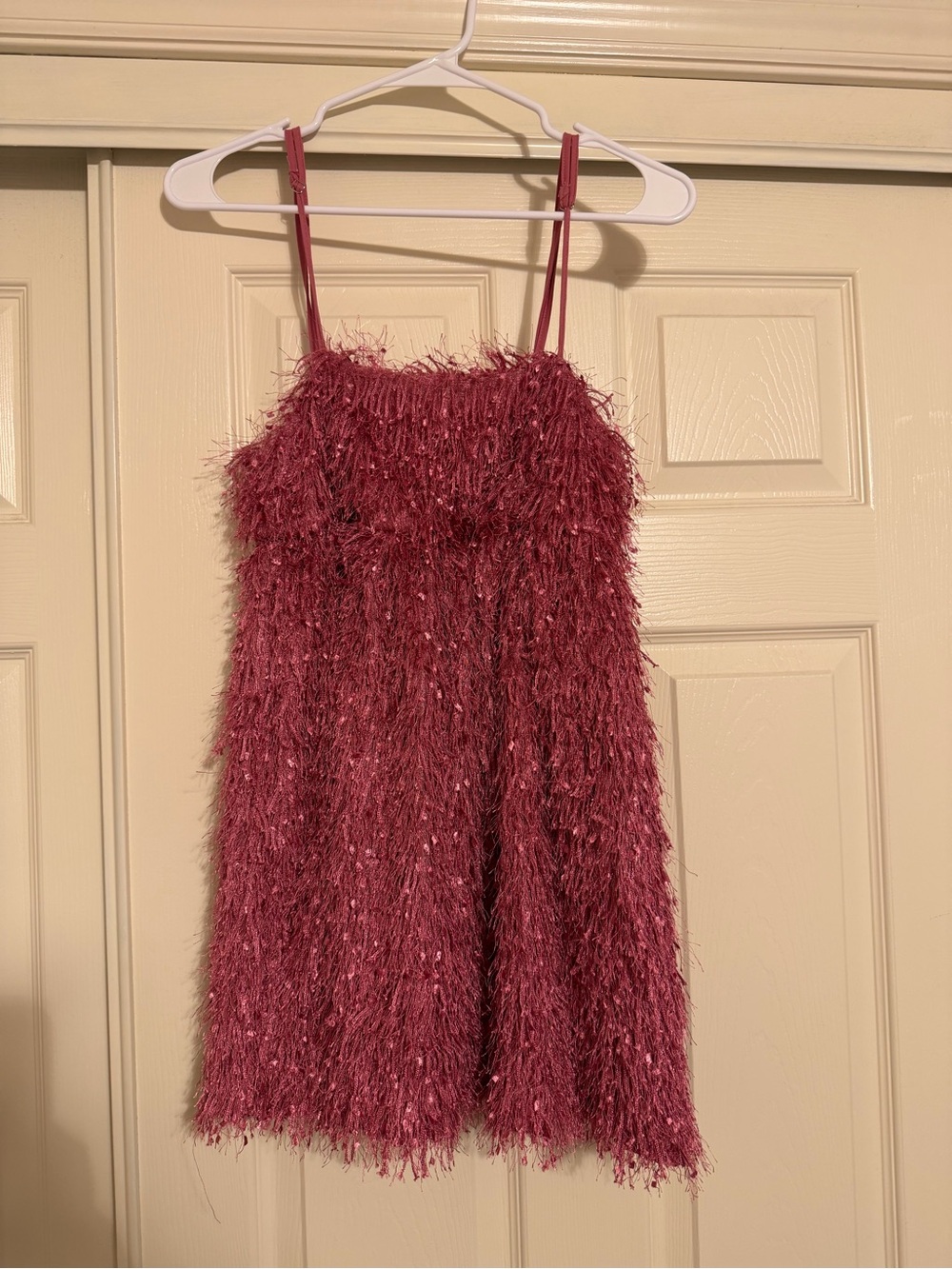 Storia Rose-Pink Sparkle Fringe Party Dress